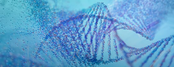 an abstract, artistic rendering of a DNA double helix structure