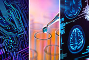 a collage of three different images of life sciences