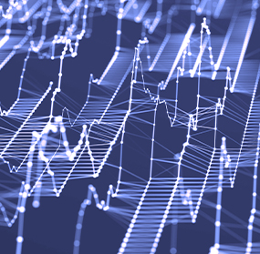 image is an abstract representation of financial data, commonly used to visualize stock market trends or data analysis