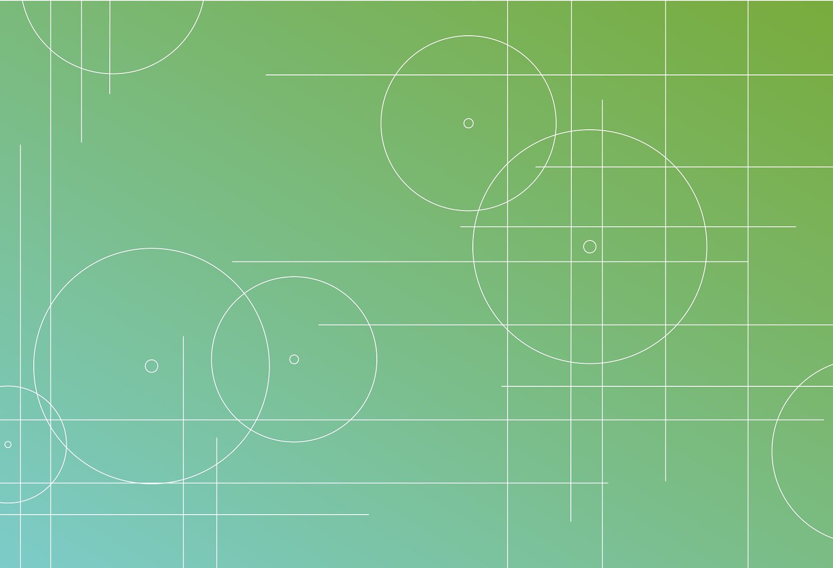A collage of circles and lines on a green background