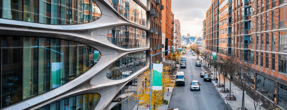 City street and buildings