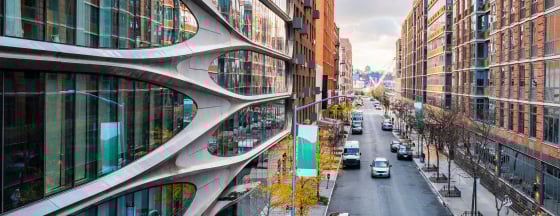 City street and buildings