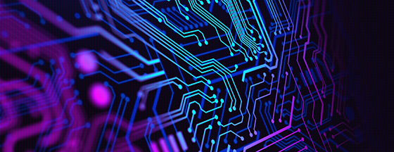 Blue and purple technology background circuit board illustration