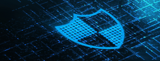 Blue shield sign with abstract lines in the background.