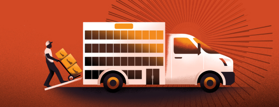 Worker loading a delivery truck