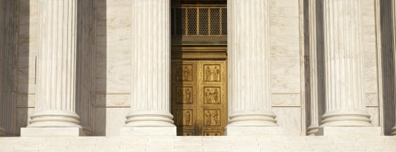 Front entrance columns and doors of the Supreme Court of the United States building in Washington, D.C