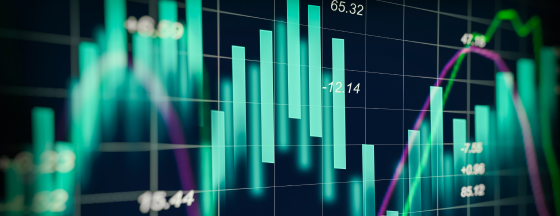 Green stylized stock market chart