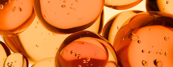 close-up of spherical oil drops