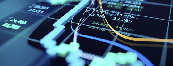 Stock market chart with data lines