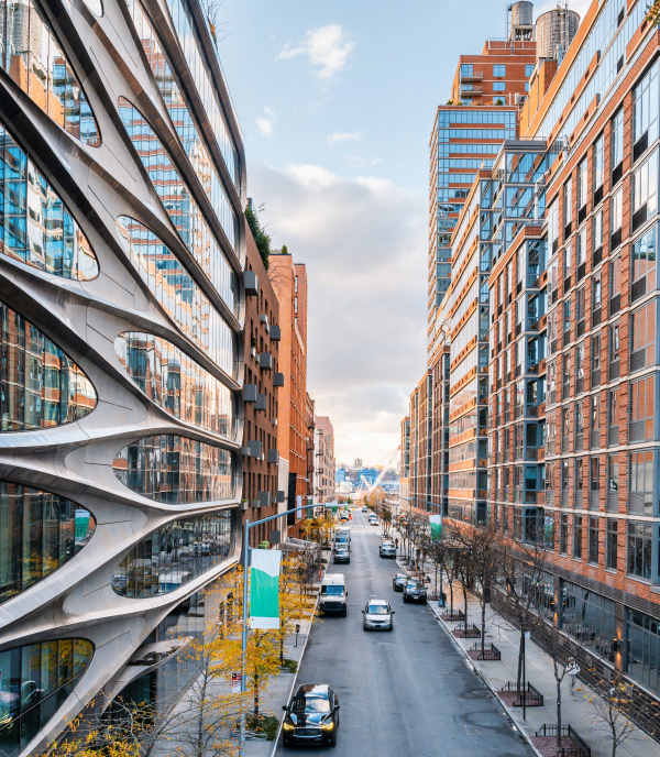 City street and buildings