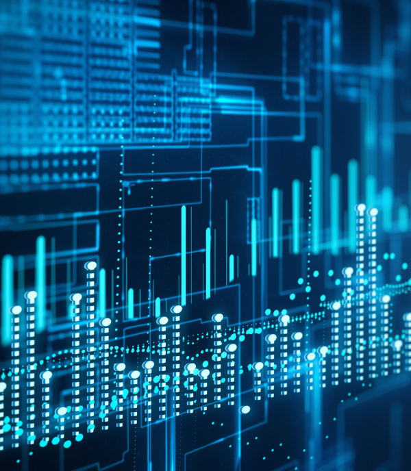 Blue toned financial analysis charts