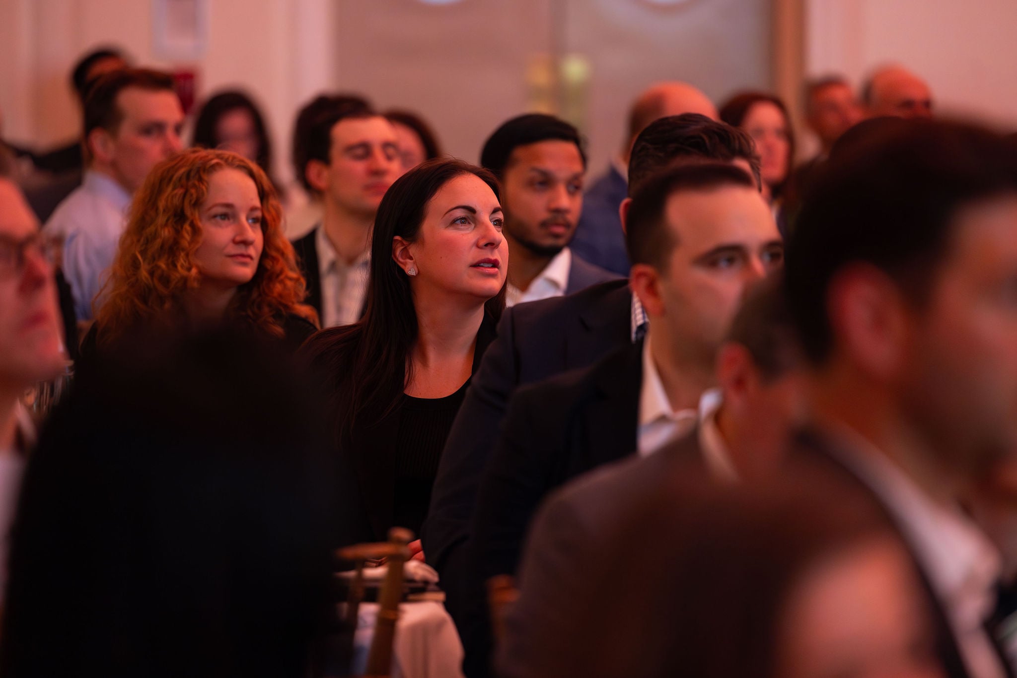 Audience members engaged during a Goodwin and Columbia Business School Real Estate Capital Markets Conference session.