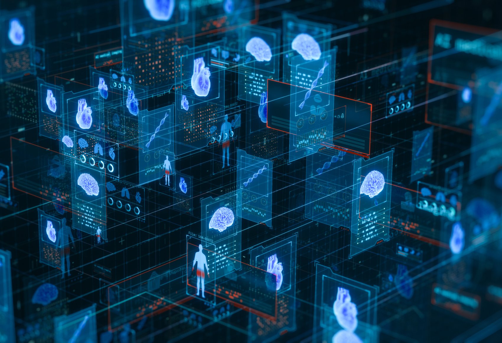 Blue digital interfaces