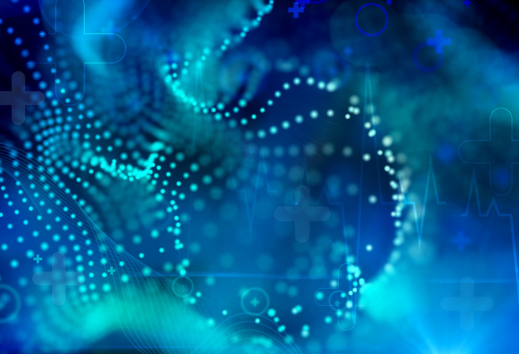 Blue and teal dotted swirling patterns