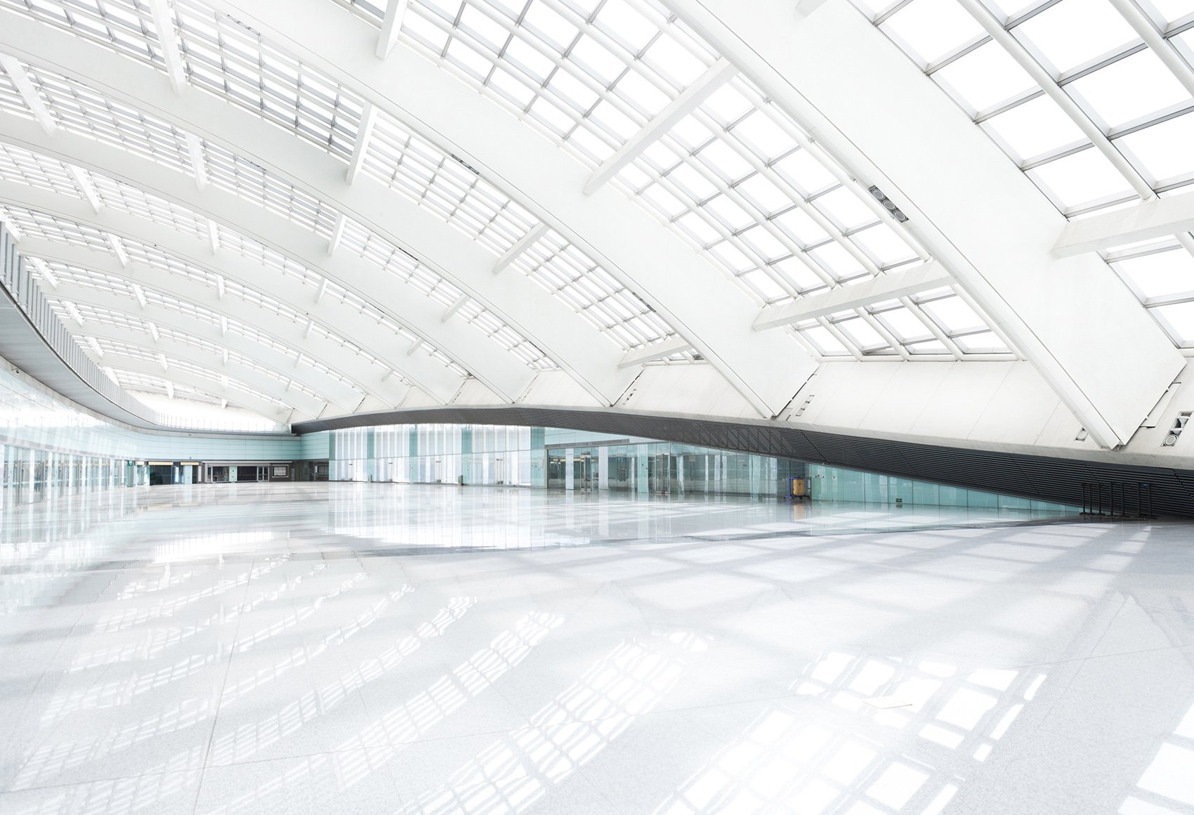 An empty hall with an all white interior