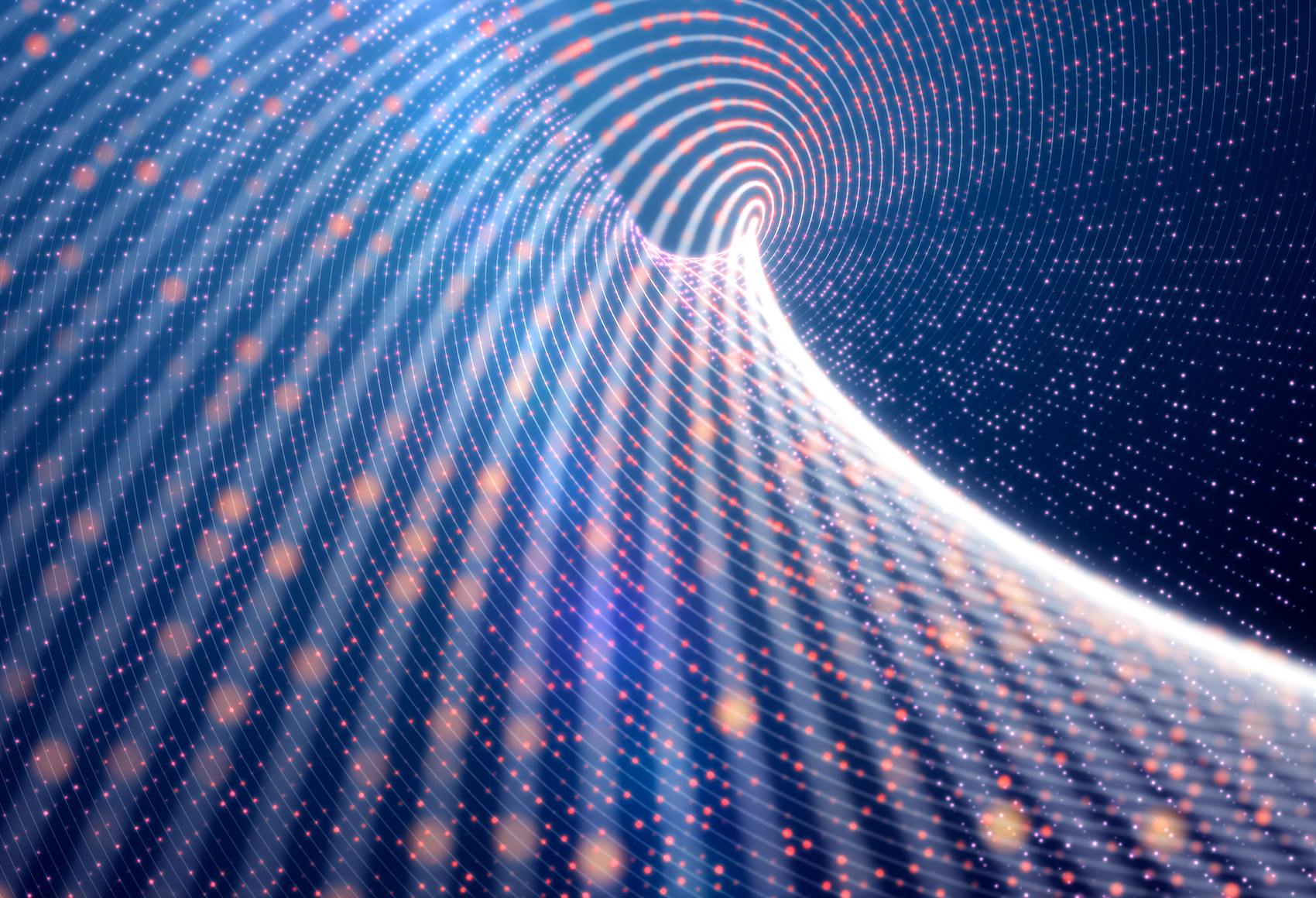 Abstract image of swirling dots and lines forming a vortex pattern.