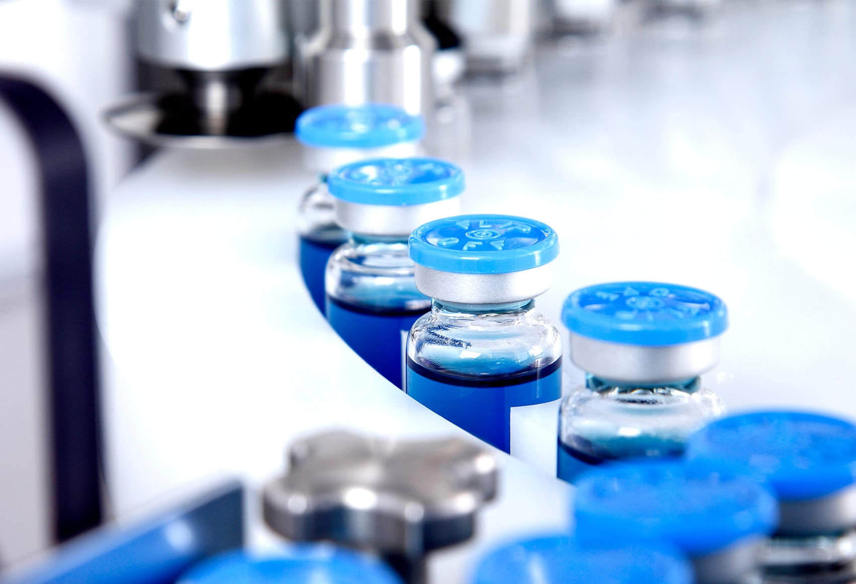 Vials in a factory setting