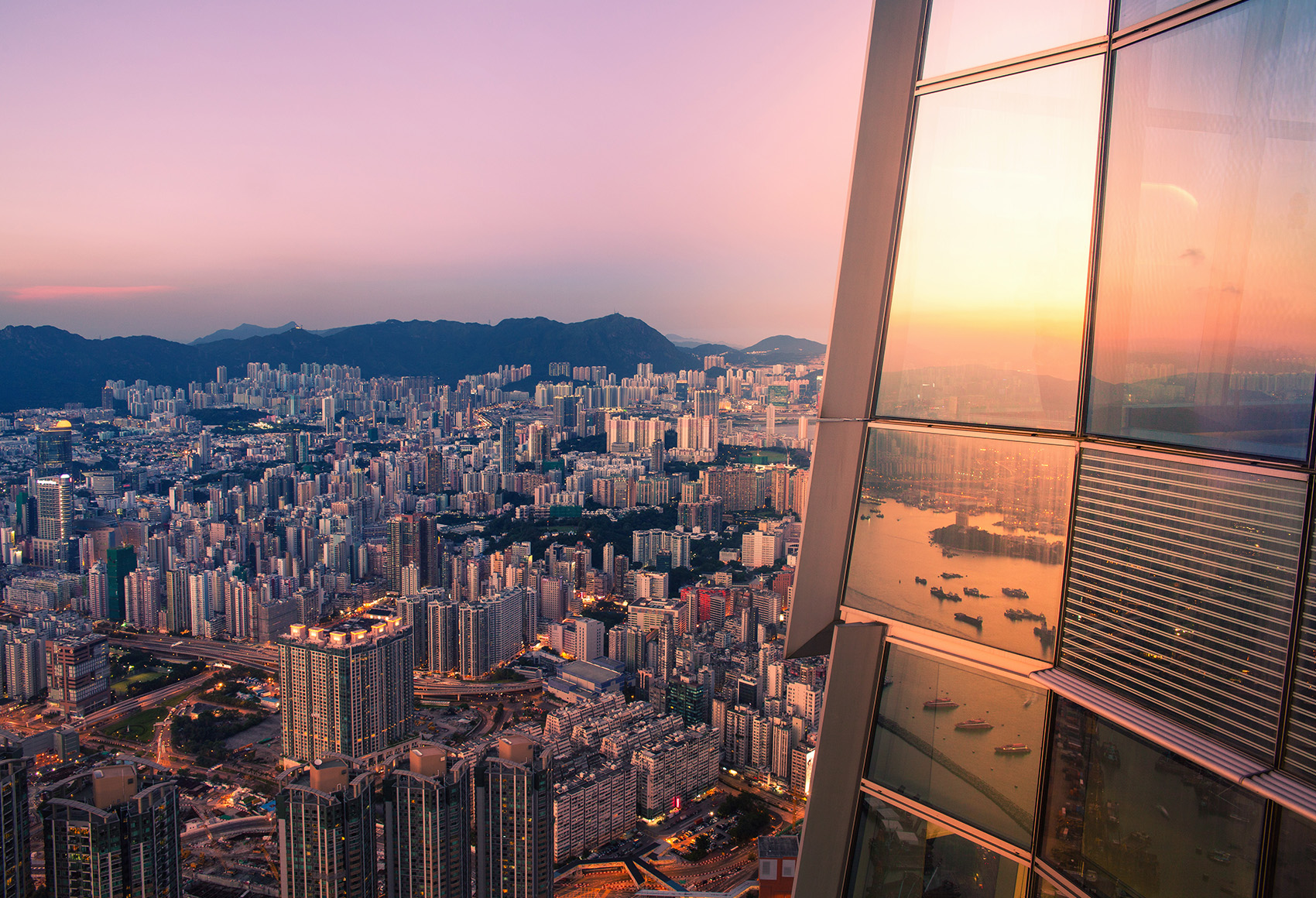 An image looking over a city of Highrise buildings