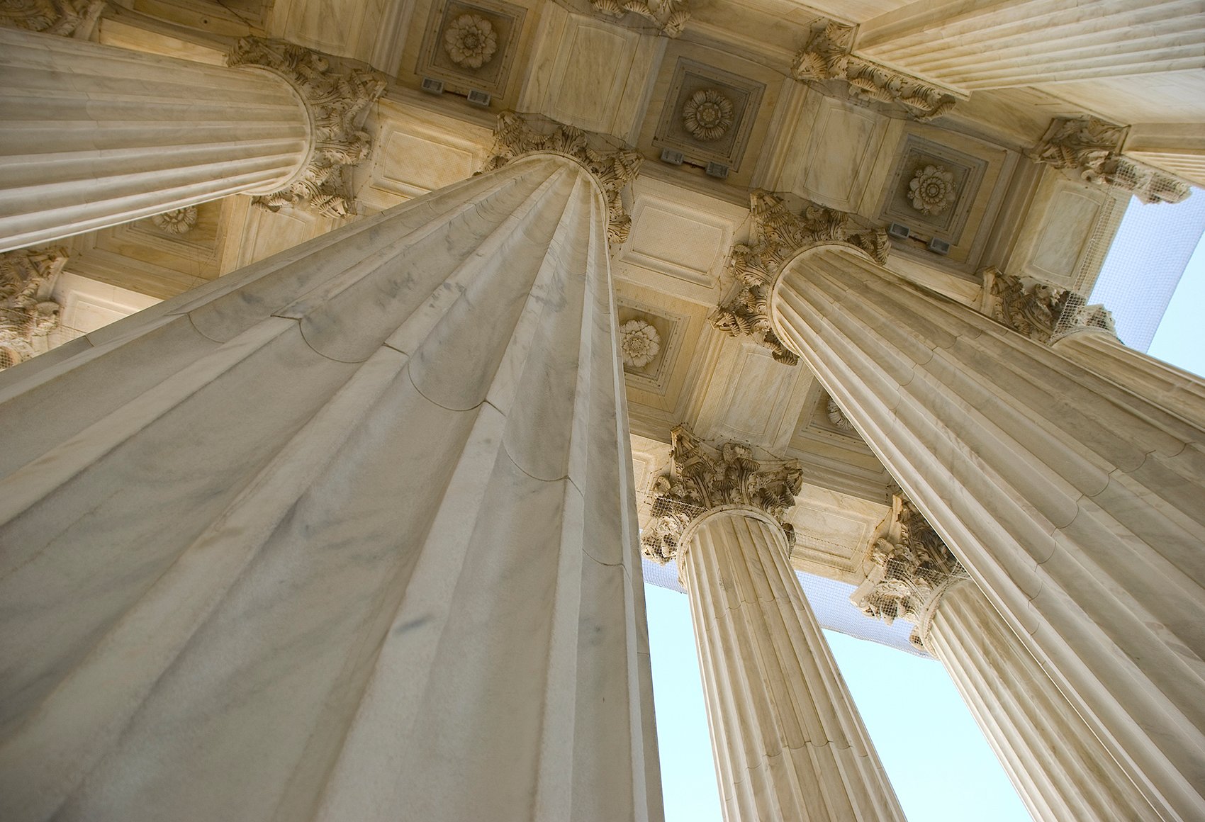 Columns of the Supreme Court Building in downtown Washington, DC