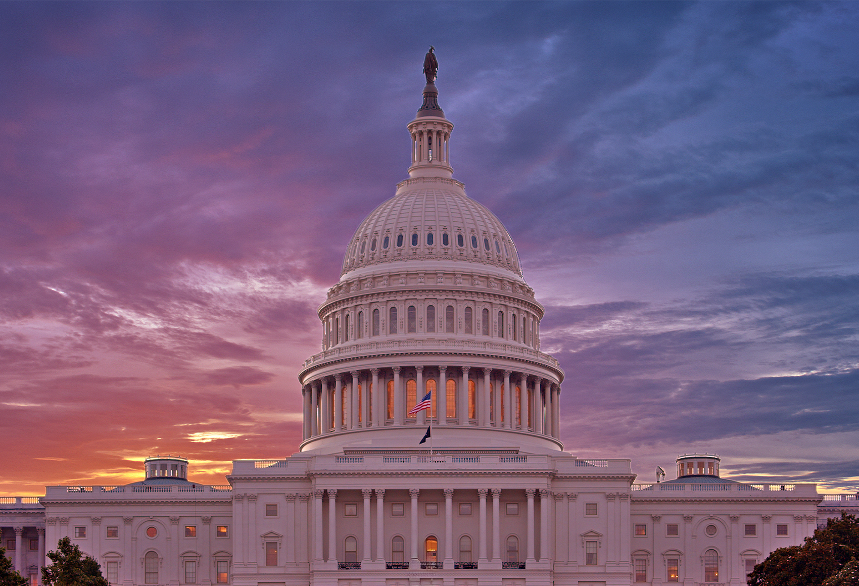 A building in sunset skyline.